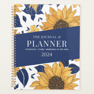 blue yellow sunflowers simple elegant aesthetic planner