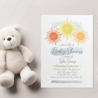 Blue & Yellow Sunshine Baby Shower Invitation