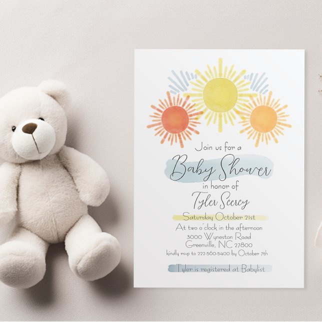 Blue & Yellow Sunshine Baby Shower Invitation (Creator Uploaded)