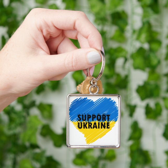 BLUE & YELLOW SUPPORT UKRAINE HEART KEY RING (Hand)