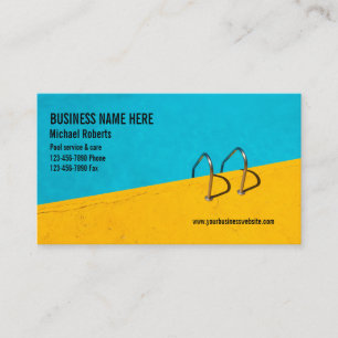 Blue yellow swimming pool care aqua services photo business card