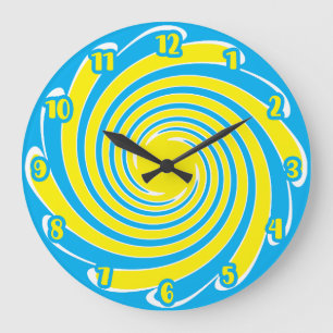 Blue & Yellow Swirl Large Clock