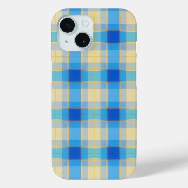 Blue & Yellow Tartan Check Fresh Plaid Case-Mate iPhone Case (Back)