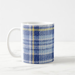 Blue Yellow Tartan: Fashionable Plaid Coffee Mug