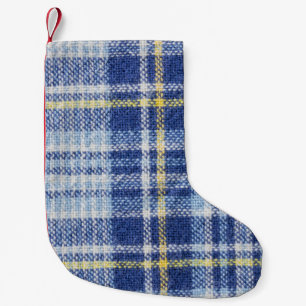 Blue Yellow Tartan: Fashionable Plaid Small Christmas Stocking