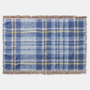 Blue Yellow Tartan: Fashionable Plaid Throw Blanket