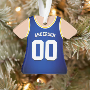 Blue & Yellow Team Colours Basketball Tank Ornamen Ornament