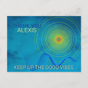 Blue & Yellow Thank you Keep up The Good Vibes art Postcard