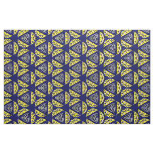 Blue Yellow Triangle Abstract Geometric Pattern Fabric