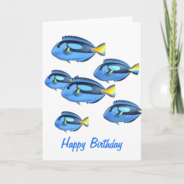Blue & Yellow Tropical Fish Card (Front)