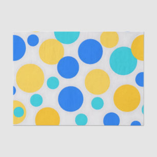 Blue Yellow Turquoise Polka Dots Tissue Paper