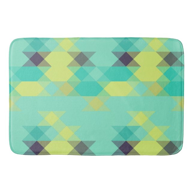 blue yellow turquoise yellow and aqua  bath mat (Front)