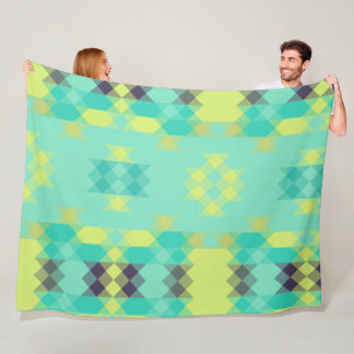 blue yellow turquoise yellow and aqua  fleece blanket