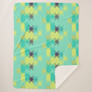 blue yellow turquoise yellow and aqua  sherpa blanket