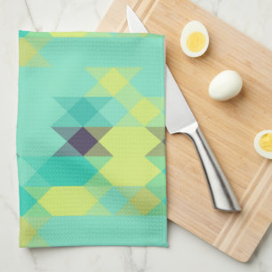 blue yellow turquoise yellow and aqua  tea towel