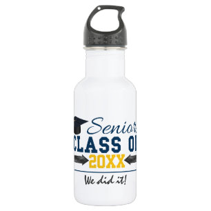 Blue Yellow Typography Graduation Bottle