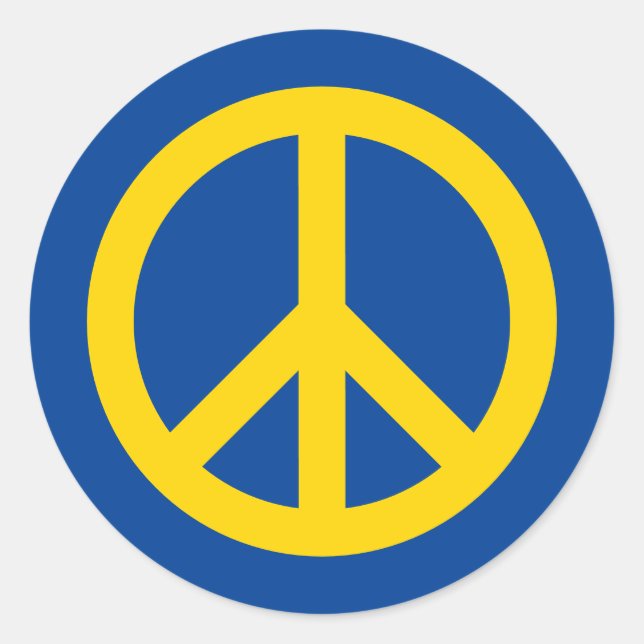 Blue yellow Ukrain flag colours peace symbol icon Classic Round Sticker (Front)