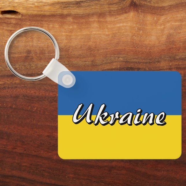 Blue Yellow Ukraine flag custom keychain (Back)