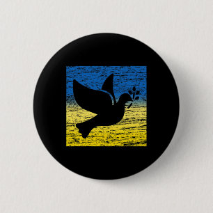 Blue Yellow Ukraine Flag Dove Ukrainian Peace Bird 6 Cm Round Badge