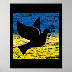 Blue Yellow Ukraine Flag Dove Ukrainian Peace Bird Poster