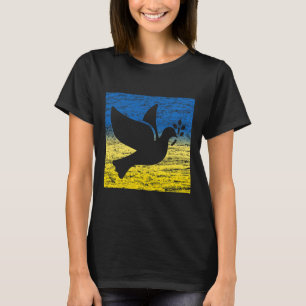 Blue Yellow Ukraine Flag Dove Ukrainian Peace Bird T-Shirt