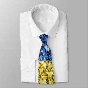 Blue yellow Ukraine flag glitter faux sparkles Tie