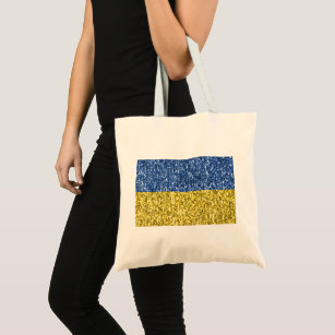 Blue yellow Ukraine flag glitter faux sparkles Tote Bag
