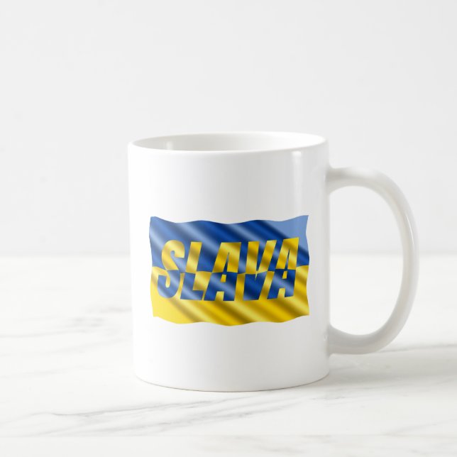 Blue Yellow Ukraine Inspired Peace No War Coffee Mug (Right)