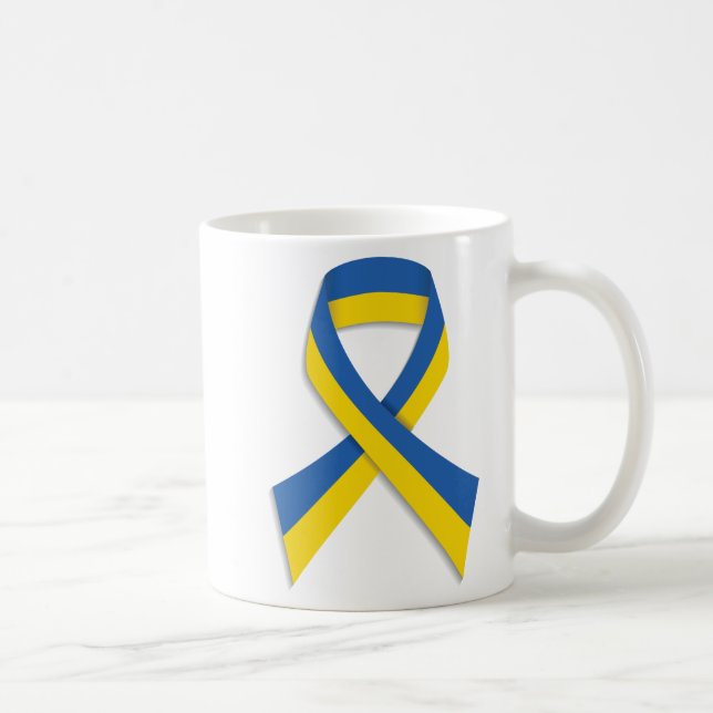 BLUE & YELLOW UKRANIAN RIBBON COFFEE MUG (Right)