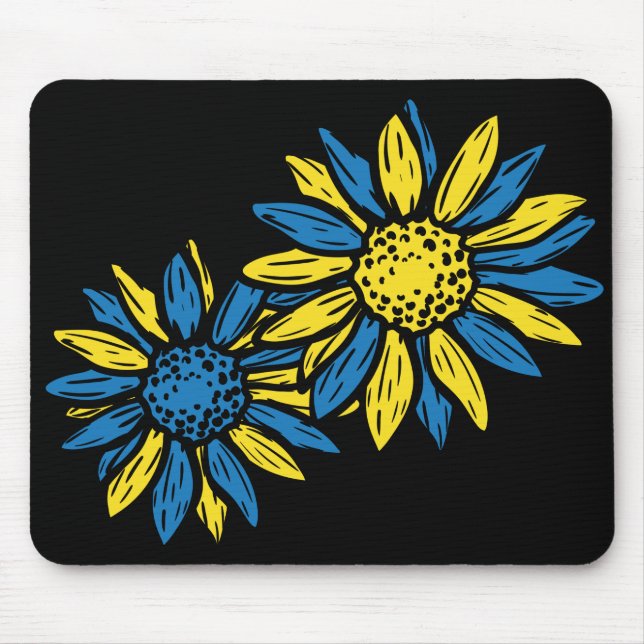 BLUE & YELLOW UKRANIAN SUNFLOWERS MOUSE MAT (Front)
