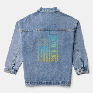 Blue Yellow USA Flag - Dental Nurse Denim Jacket