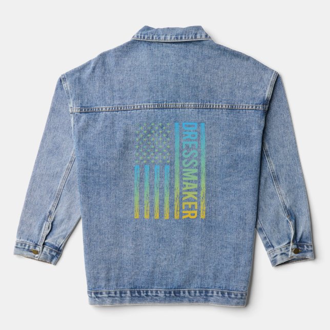 Blue Yellow USA Flag - Dressmaker  Denim Jacket (Back)