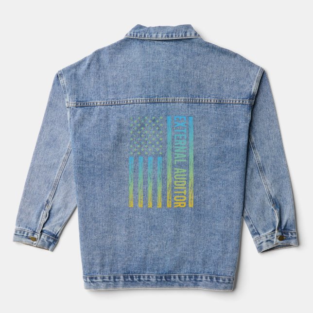 Blue Yellow USA Flag - External Auditor  Denim Jacket (Back)
