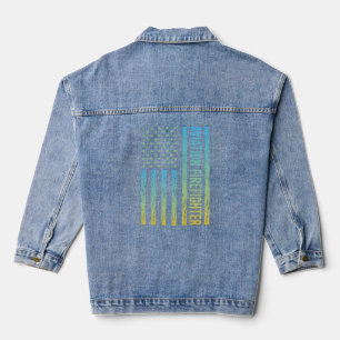 Blue Yellow USA Flag - Firefighter  Denim Jacket