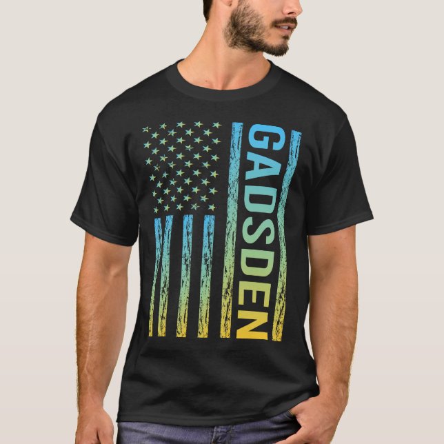 Blue Yellow USA Flag Gadsden T-Shirt (Front)