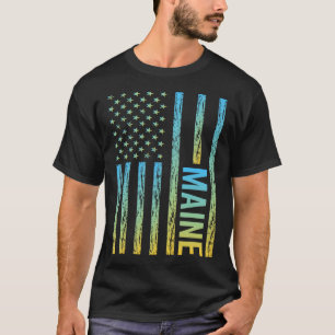 Blue Yellow USA Flag - Maine T-Shirt