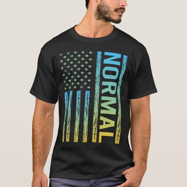 Blue Yellow USA Flag - Normal T-Shirt (Front)