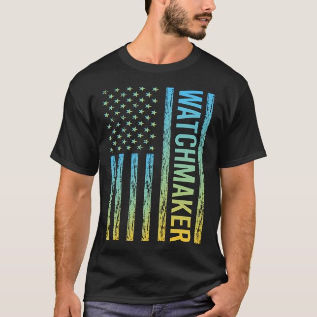 Blue Yellow USA Flag - Watchmaker T-Shirt (Front)