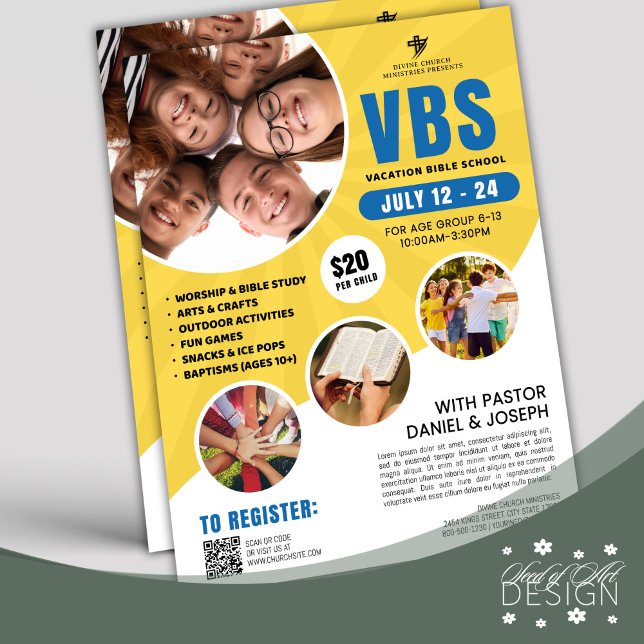 Blue Yellow VBS Vacation Bible School Church Youth Flyer (Creator Uploaded)