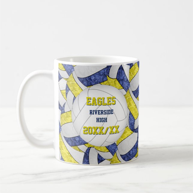 blue yellow volleyball team colours coach thank yo coffee mug (Left)