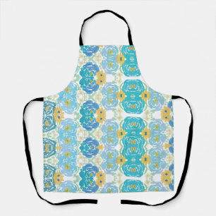 Blue & Yellow Watercolor Floral Apron