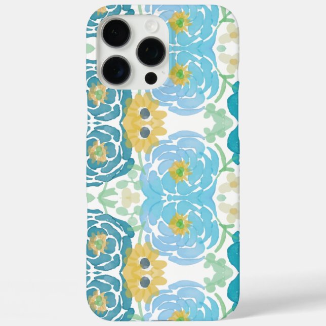 Blue & Yellow Watercolor Floral Case-Mate iPhone Case (Back)