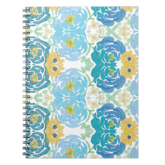 Blue & Yellow Watercolor Floral Notebook