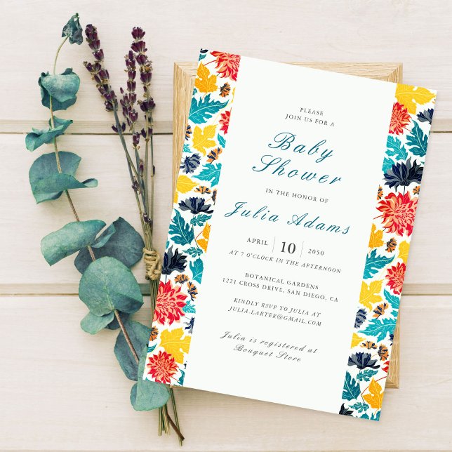 Blue Yellow Watercolor Sunflowers Baby Shower Invitation (Creator Uploaded)
