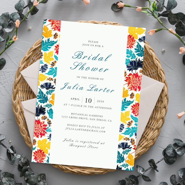 Blue Yellow Watercolor Sunflowers Bridal Shower Invitation (Creator Uploaded)