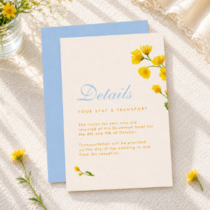 Blue & Yellow watercolor wildflowers details Enclosure Card