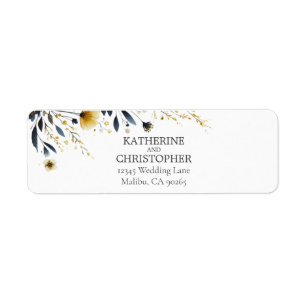 Blue Yellow Watercolor Wildflowers Wedding Return