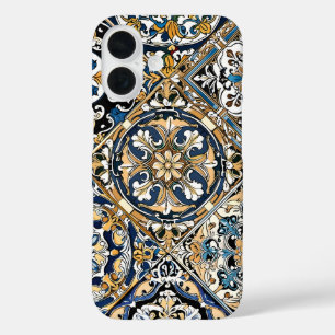 Blue Yellow White Black Azuleju Spanish Moroccan iPhone 16 Case