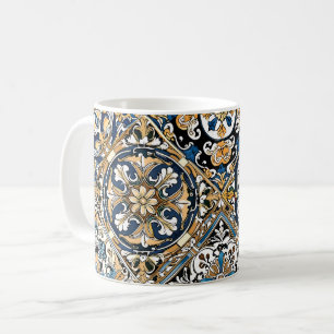 Blue Yellow White Black Azuleju Spanish Moroccan Coffee Mug