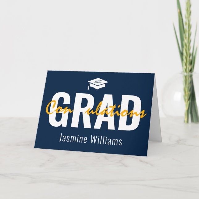 Blue Yellow White Congradulations Graduate Card (Front)